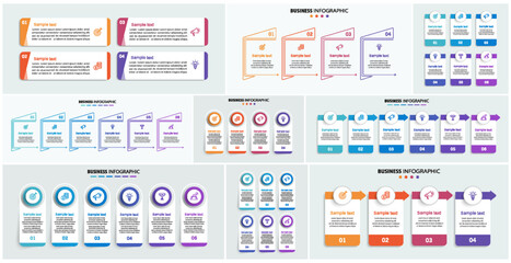 Wall Mural - Collection of business infographic design template with options, steps or processes. Can be used for workflow layout, diagram, number options, web design	
