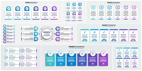 Wall Mural - collection of business infographic design template with options, steps or processes. can be used for