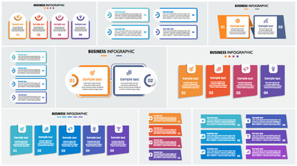 Wall Mural - collection of business infographic design template with options, steps or processes. can be used for