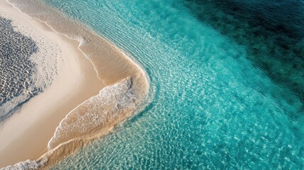  Pristine Beach with Soft Sand and Crystal Clear Water Edge