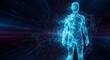 © graphiczone872 - Abstract glowing blue human body made of digital particles and light
