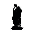 © Frenzy Studio - Silhouette of a statue depicting a man in robes with his hand to his face in a pensive pose on white