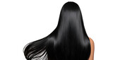 beautiful indian woman with long black hair, healthy straight hair isolated on transparent background