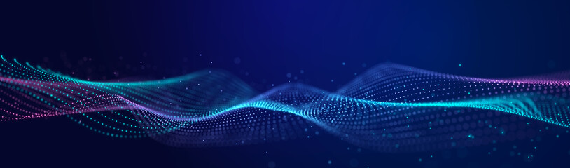 Wall Mural - Abstract wave of musical sounds. Smooth information transfer. 3D rendering.