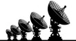 © Mark - Array of silhouette satellite dishes in perspective on white background