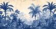 © Letitia - Blue monochrome tropical jungle landscape