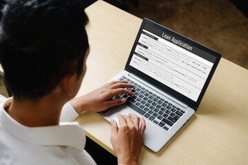 Wall Mural - Online loan application form for modish digital information collection on the internet network
