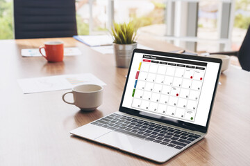 Wall Mural - calendar on computer software application for modish schedule planning for personal organizer and on