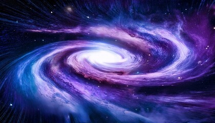 Wall Mural - swirling nebula of purple and blue light spirals into center