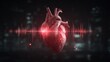 © Ocang - 3D rendered human heart with abstract EKG waves