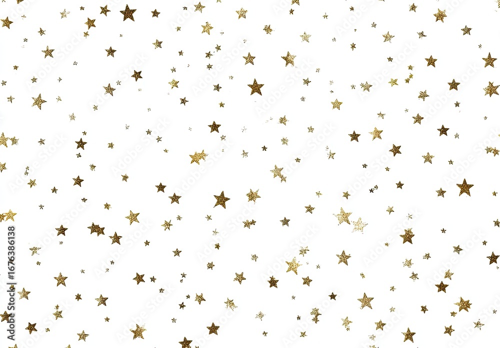 Gold star confetti pattern on a white background Stock Photo | Adobe Stock