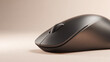 © zuriya - close-up of single streamlined black ergonomic mouse on pale neutral background, clean matte finish, minimalist Cyber Monday electronics theme with blank space