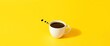 © DITSARAPHAN - Minimalist black coffee in white cup on yellow background with simple thought bubble, illustration, minimalist design