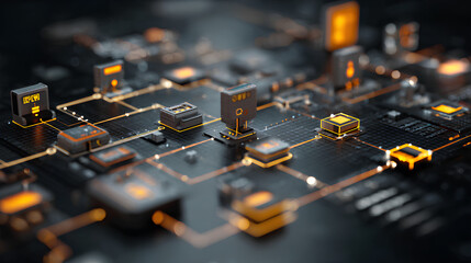 AI workflow automation artificial intelligence software interface nodes triggers data tool dashboard coding icon flow process technology 3d rendering. Stock Illustration