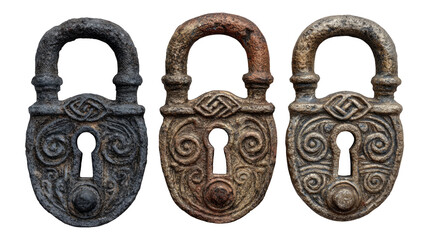 Vintage Decorative Locks Set on Transparent Background for Design Use
