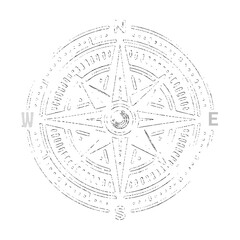  Minimalist Compass Rose Vector Illustration – Simple Line Art Navigation Symbol