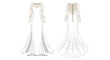 © Rizky - Sophisticated long-sleeved white gown with intricate lace detailing for a memorable wedding day silhouette illustration