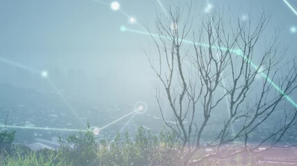 Wall Mural - animation of light spots over waves