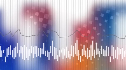 Wall Mural - animation of data processing over squares on colorful background