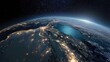 © Pannee - Stunning Aerial View of Earth at Night Showing Urban Lights and Natural Features from Outer Space Perspective