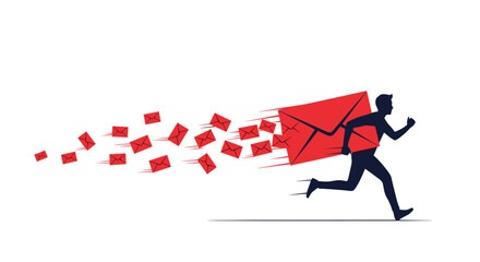 Dynamic man delivering crucial messages with speed and efficiency for urgent business communications