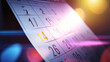 © SMART.art - Sleek modern calendar with highlighted date, surrounded by abstract shapes symbolizing anticipation and excitement, representing planning and future events.