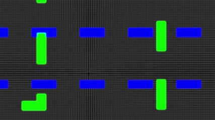 Wall Mural - abstract digital grid with glowing blue and green blocks, futuristic geometric motion background ani