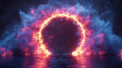 Wall Mural - Dramatic visual representations of black holes or eclipses with glowing energy rings