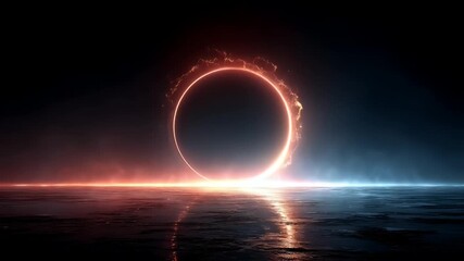 Wall Mural - Dramatic visual representations of black holes or eclipses with glowing energy rings