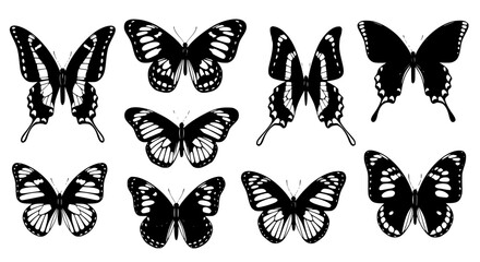 Vector art of collection of butterfly silhouettes for design use for POD