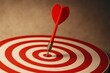 © CrazyJuke - Bullseye Triumph: A single red dart, perfectly centered on a target, epitomizes precision and achievement, symbolic of the success.