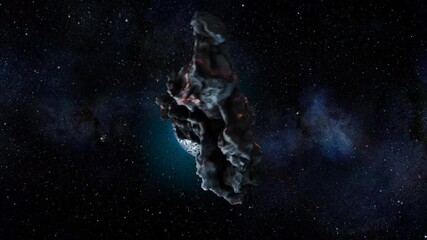 Wall Mural - Asteroid with meteors spinning toward planet earth
3d rendering sci fi concept outer space view,4k,2024 
