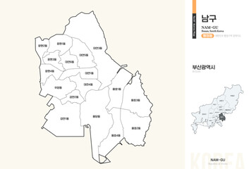  부산광역시 남구 행정구역 윤곽선 지도