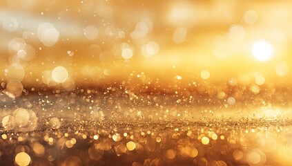 Golden bokeh background with glittering sparkles