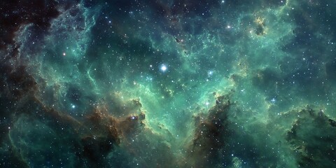 Wall Mural - High resulation image of sky galaxy outer space nebula, thousand stars and green galaxy combination with various fractal ideas.