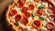 © XIN KONG - Pepperoni pizza with melted cheese, captured from an overhead angle, showcasing its delicious appeal.