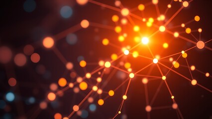 An abstract network of glowing nodes and connections, creating a futuristic visual effect.