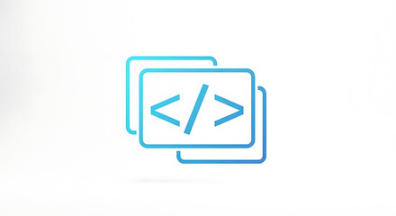 A simple illustration of code tags stacked on each other in a blue gradient on a white background ai generated