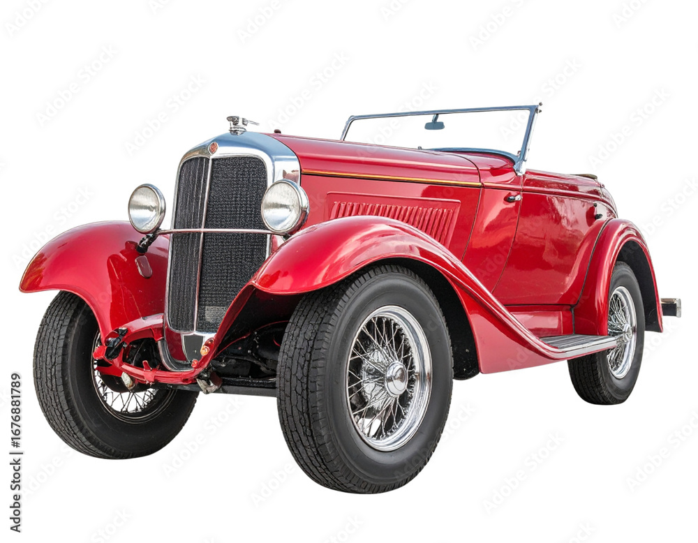 Classic Red Convertible Car Profile View Isolated on Transparent ...