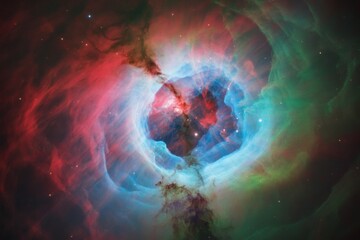 Wall Mural - Colorful space nebula with glowing cosmic light swirling in vibrant clouds forming a tunnel-like structure in deep space background. Ai generative. Ai generative