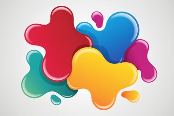 Wall Mural - abstract colorful fluid blobs overlapping on light background, showcasing creative design with vibra