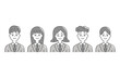 © にわわい - 制服姿の若い男女の線画イラスト 白黒