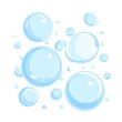 © nasma - Light blue soap bubbles scattered on a white background