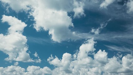 Wall Mural - Formation Of Cumulus Clouds Time Lapse. Natural Background Sky. Cloudy Sky With Fluffy Clouds. Amazing Cloudy Dramatic Sky With Fluffy Clouds. Concept Of Freedom. Fly Concept. Sunny Bright Day