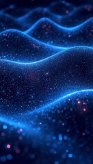 Wall Mural - Futuristic neon glowing data waves embody infinite power of artificial intelligence and quantum science