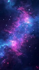 Wall Mural - Futuristic neon glowing nebulas visualizing creativity and data expansion through artificial intelligence