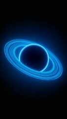 Wall Mural - Glowing neon planetary rings representing futuristic orbital data powered by AI advancements