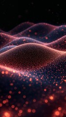 Wall Mural - How glowing digital particle waves illustrate big datas infinite possibilities and inspire new artificial intelligence research breakthroughs