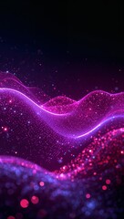 Wall Mural - Abstract visualization of global innovations using neon gradients glowing circuits and particle waves flowing with energy