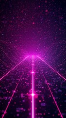 Wall Mural - Glowing neon particle flows represent the invisible pathways of information processed by artificial intelligence daily worldwide